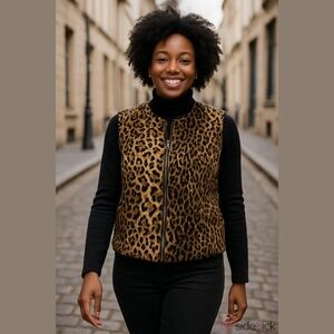 Jordan Plus Size Animal Faux Fur  Vest